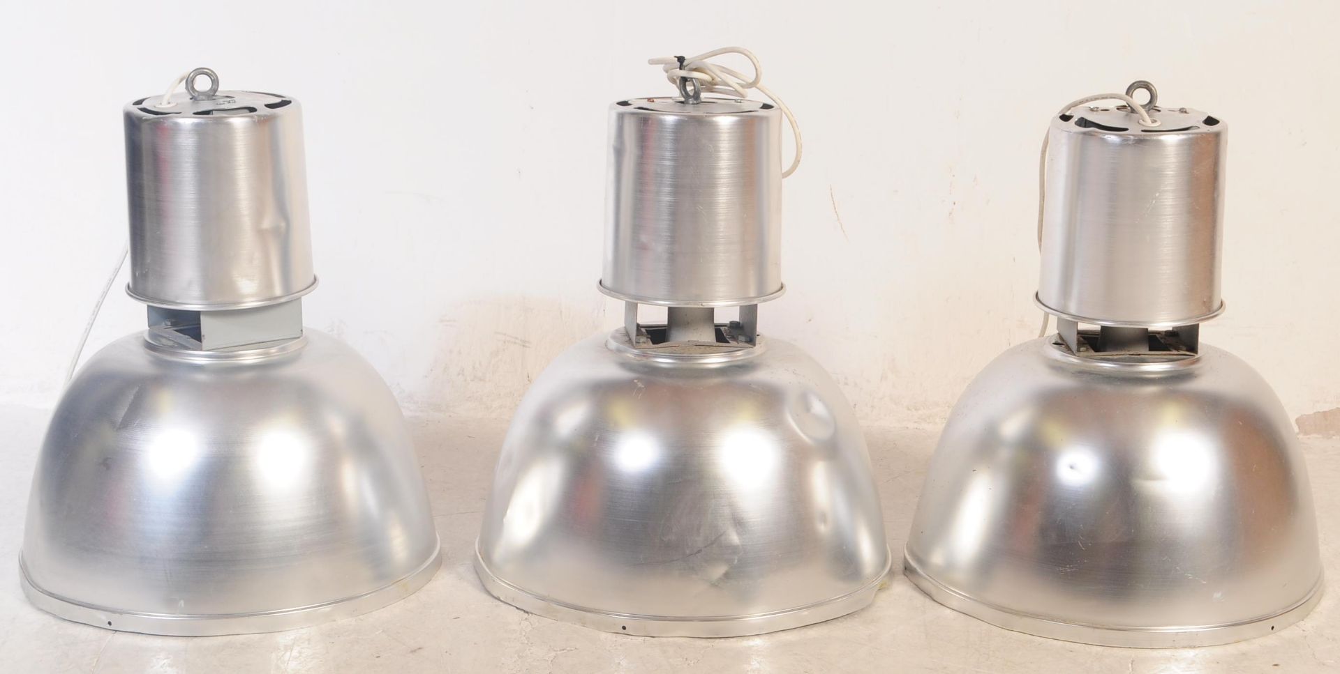 THREE MID 20TH CENTURY INDUSTRIAL FACTORY CEILING LIGHTS - Image 2 of 4