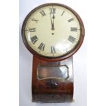 19TH CENTURY MAHOGANY FUSEE DROP DIAL WALL CLOCK