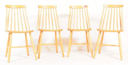 SET OF FOUR CONTEMPORARY SPINDLE BACK DINING CHAIRS