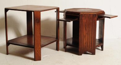TWO MID CENTURY ART DECO STYLE OAK SIDE TABLES