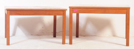 TWO VINTAGE DANISH INSPIRED OCCASIONAL TILE TOP COFFEE TABLES
