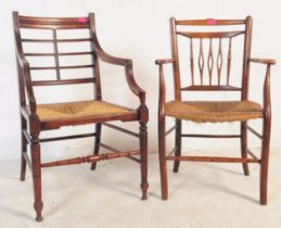 TWO 19TH CENTURY ARTS & CRAFTS RATTAN ARMCHAIRS