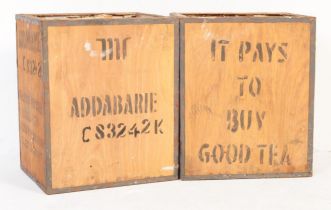 TWO MID 20TH CENTURY CIRCA 1940S TEA CHEST TRANSPORT CRATES