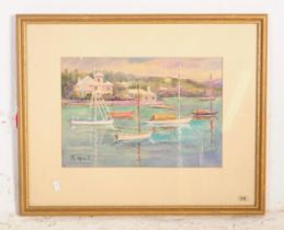 MINNIE HEWITT - WATERCOLOUR OF BOATS - BERMUDAN