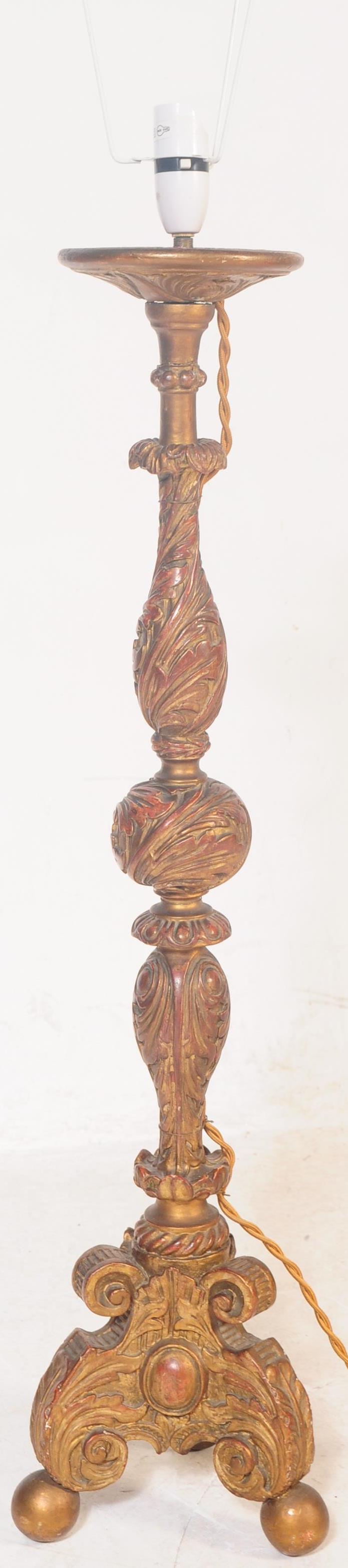 LARGE 20TH CENTURY CARVED WOOD ROCOCO STANDARD LAMP