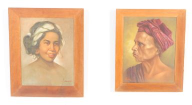 TWO MID 20TH CENTURY OIL ON CANVAS PORTRAITS