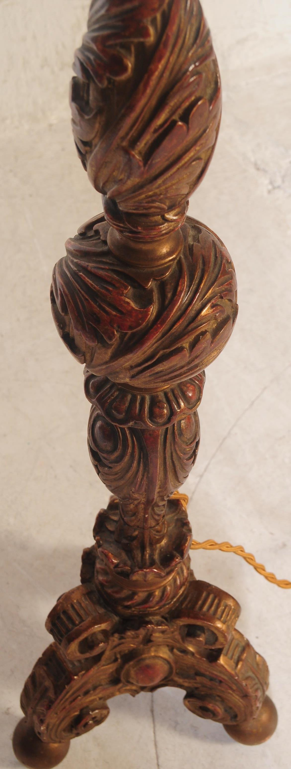 LARGE 20TH CENTURY CARVED WOOD ROCOCO STANDARD LAMP - Image 3 of 4