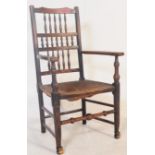 19TH CENTURY NORTH COUNTRY OAK & RATTAN ARMCHAIR