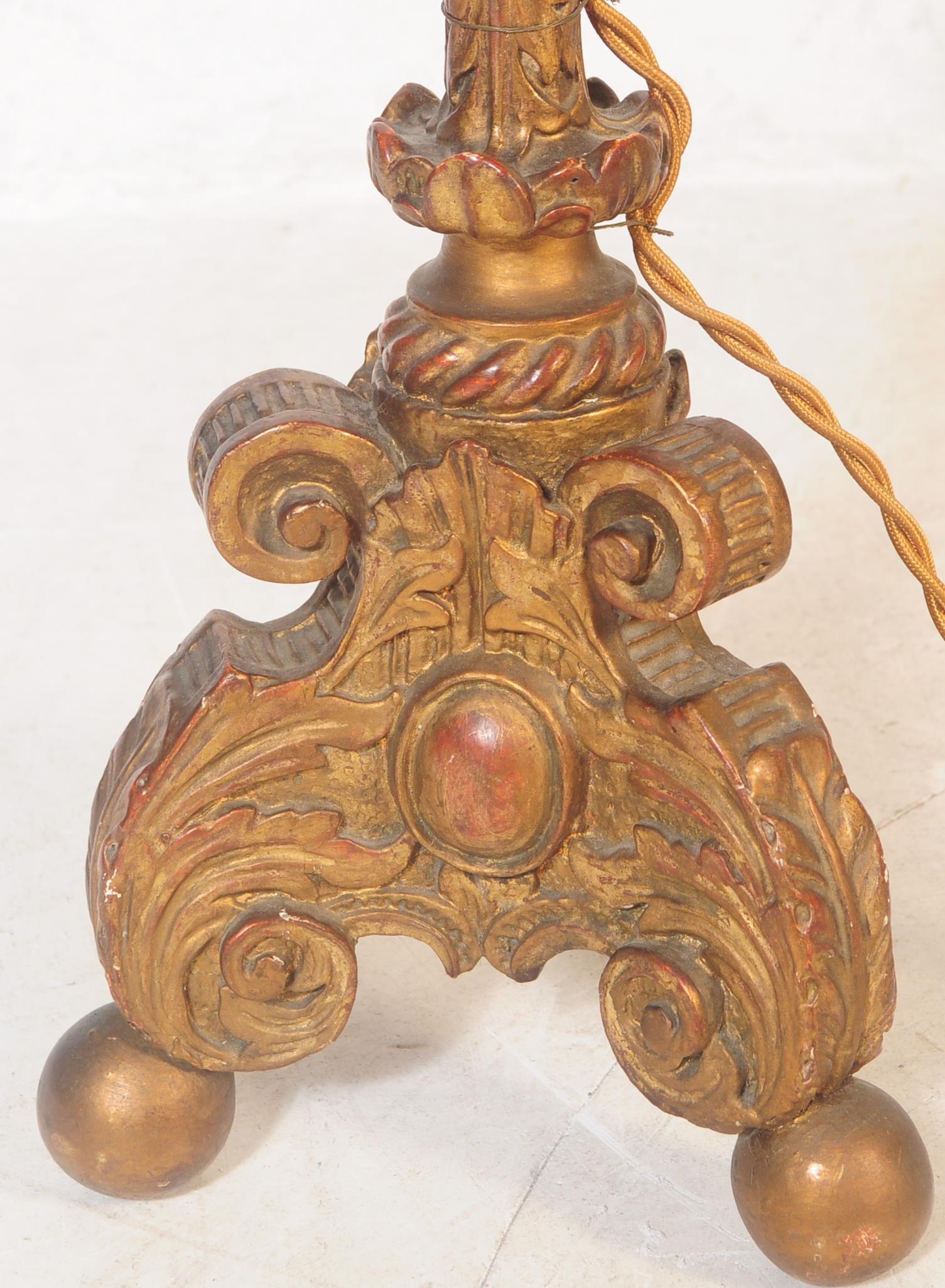 LARGE 20TH CENTURY CARVED WOOD ROCOCO STANDARD LAMP - Image 2 of 4