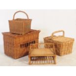 COLLECTION OF THREE RETRO WICKER PICNIC HAMPERS