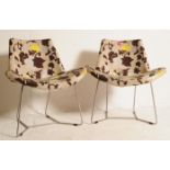 PAIR OF 20TH CENTURY UPHOLSTERED CHROME TUB CHAIRS