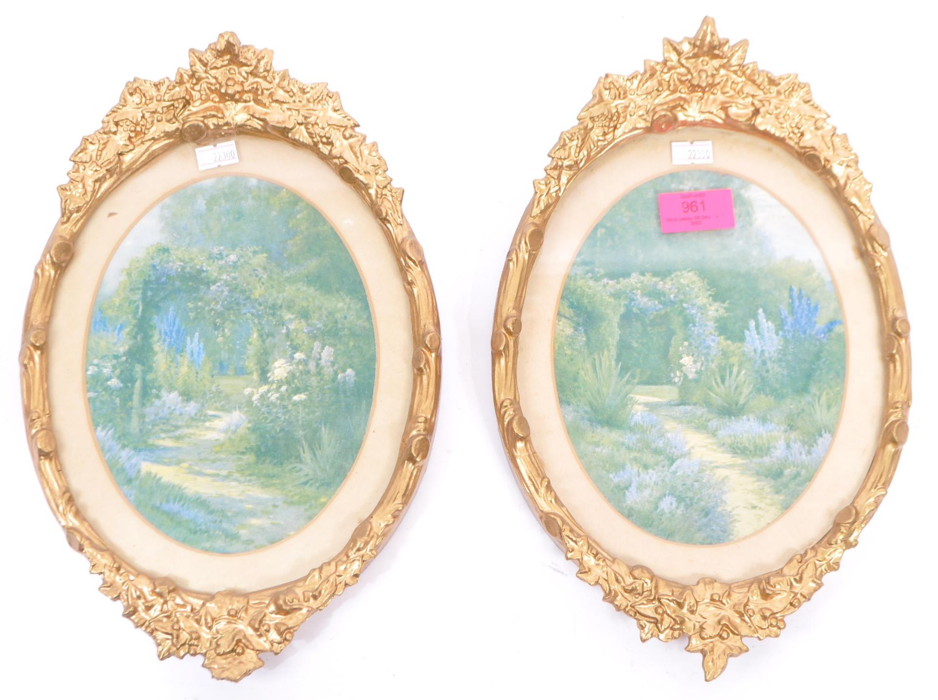 PAIR OF GILT PLASTER ROCOCO PAINTING FRAMES - PRINTS