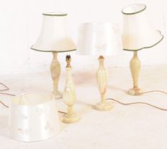 SET OF FOUR MID 20TH CENTURY ONYX TABLE LAMPS