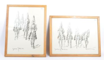 FELIX FABIAN - TWO PEN ON PAPER 'HORSEGUARDS' FRAMED AND GLAZED