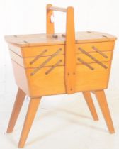 RETRO MID 20TH CENTURY BEECH CANTILEVER SEWING BOX