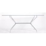 LARGE RETRO VINTAGE GLASS & CHROME LOW OCCASIONAL TABLE