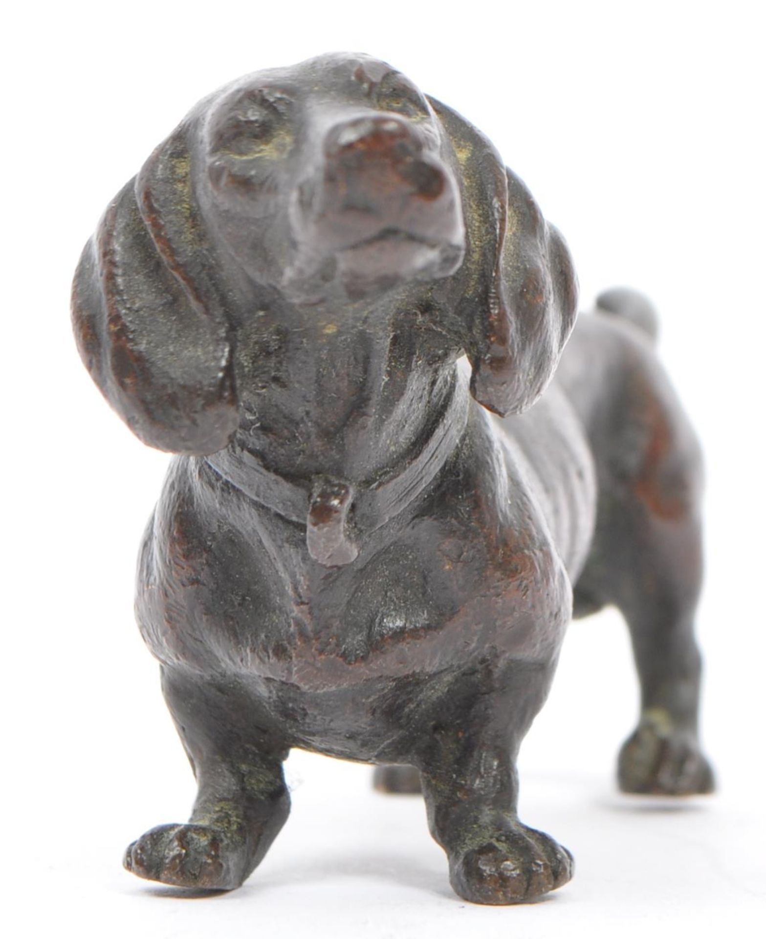 VINTAGE 20TH CENTURY BRONZE DACHSHUND STATUE / SCULPTURE - Image 4 of 6