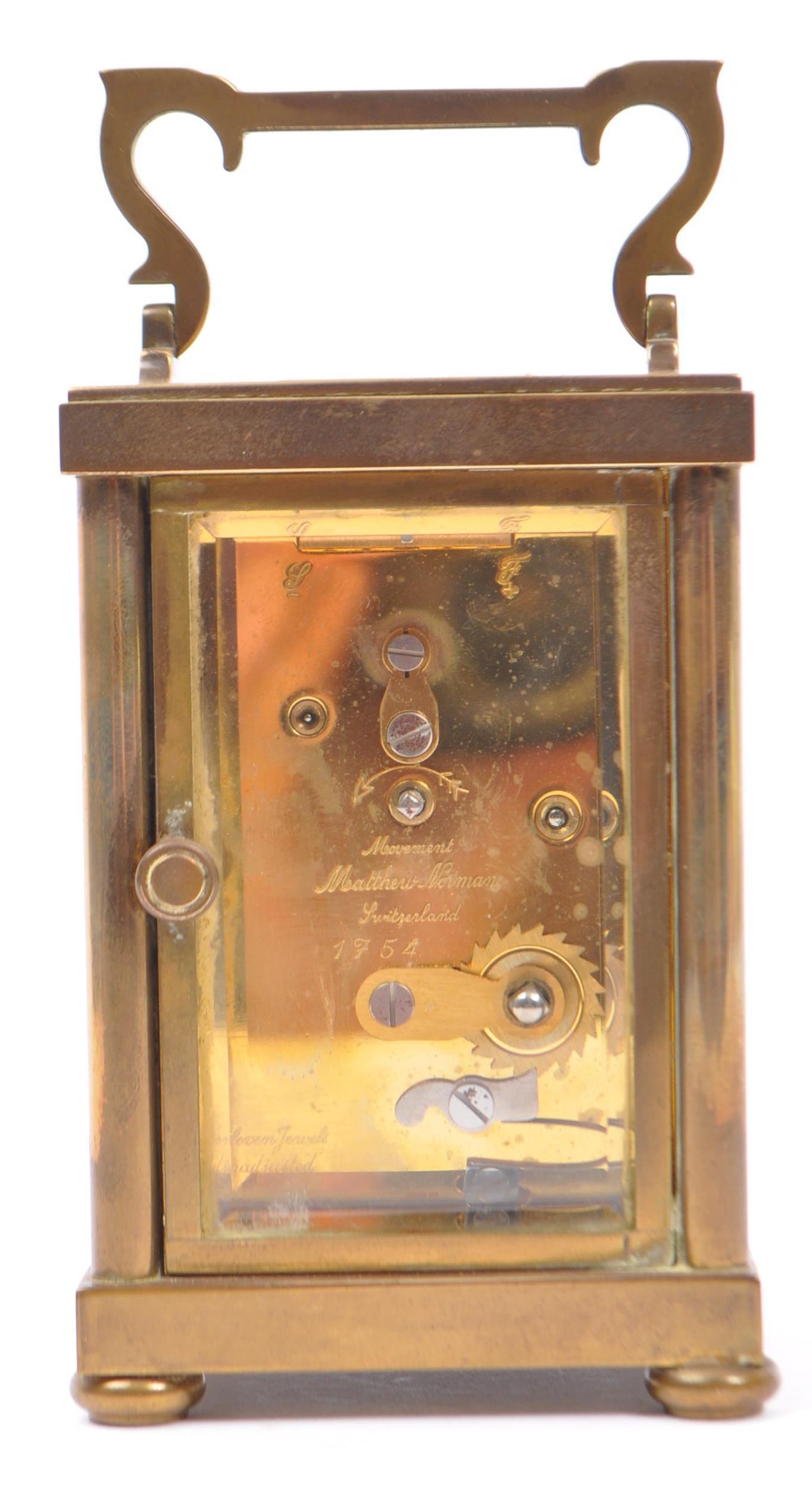20TH CENTURY MATTHEW NORMAN BRASS CARRIAGE CLOCK - Image 4 of 5