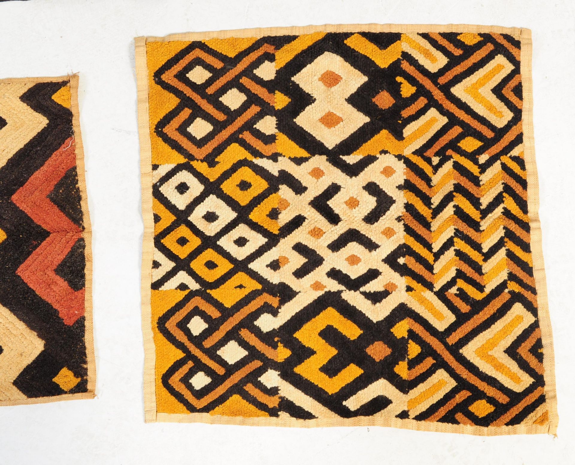 THREE 1940'S KUBA AFRICAN WALL HANGING CLOTH FABRIC PANELS DECOR - Image 2 of 5