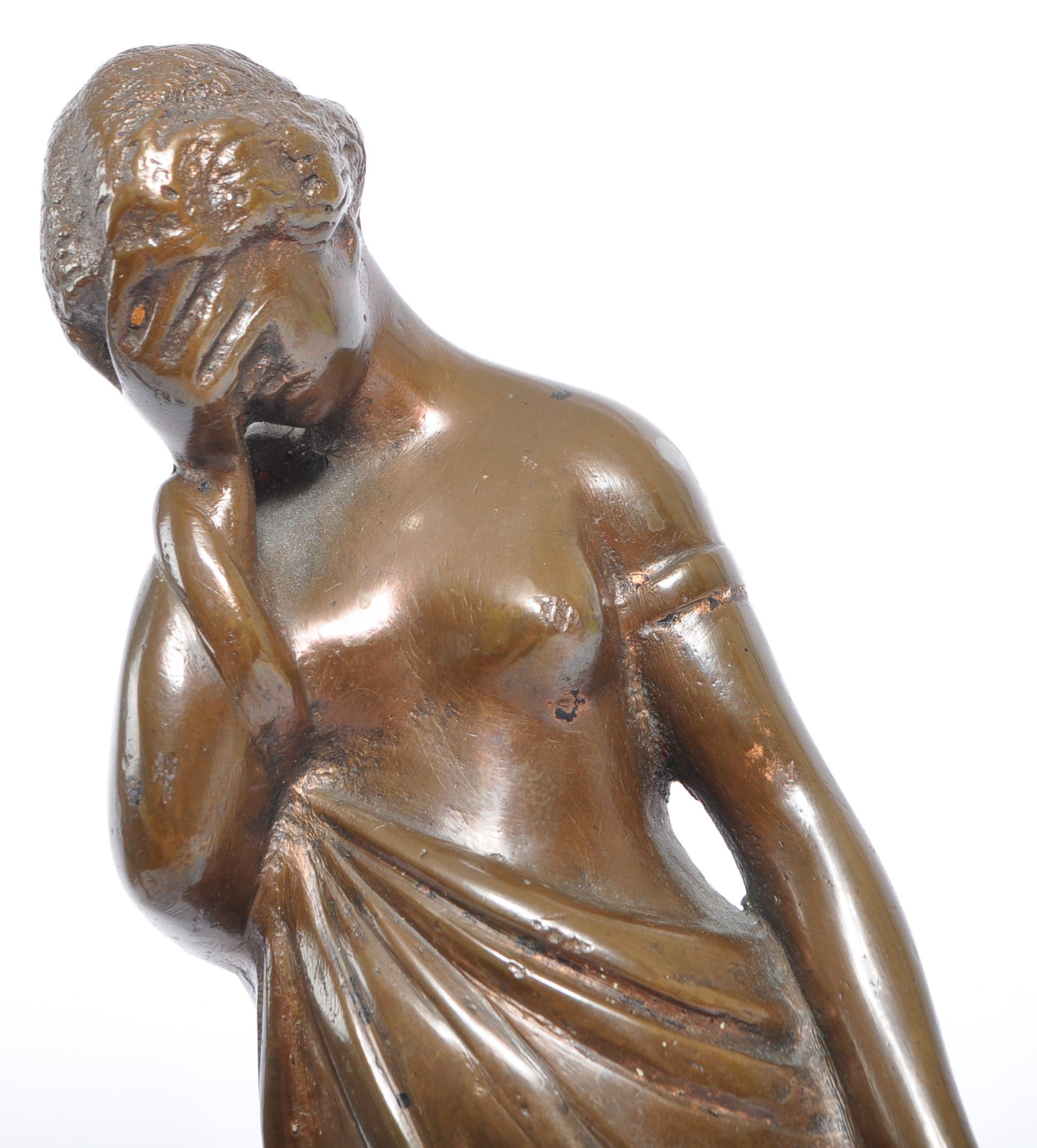 PAIR OF 19TH CENTURY BRONZE STATUES OF SEMI NUDE FEMALES - Image 3 of 6