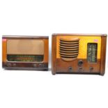 TWO VINTAGE 1940S MAHOGANY & BAKELITE VALVE RADIOS