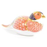 20TH CENTURY CROWN DERBY BONE CHINA PHEASANT PAPERWEIGHT