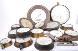 LARGE COLLECTION OF BRISTOL RELATED BRASS PRESSURE GAUGES
