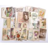 COLLECTION OF EDWARDIAN GREETINGS POSTCARDS