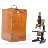 EARLY 20TH CENTURY W.R. PRIOR METAL & BRASS MICROSCOPE CASED