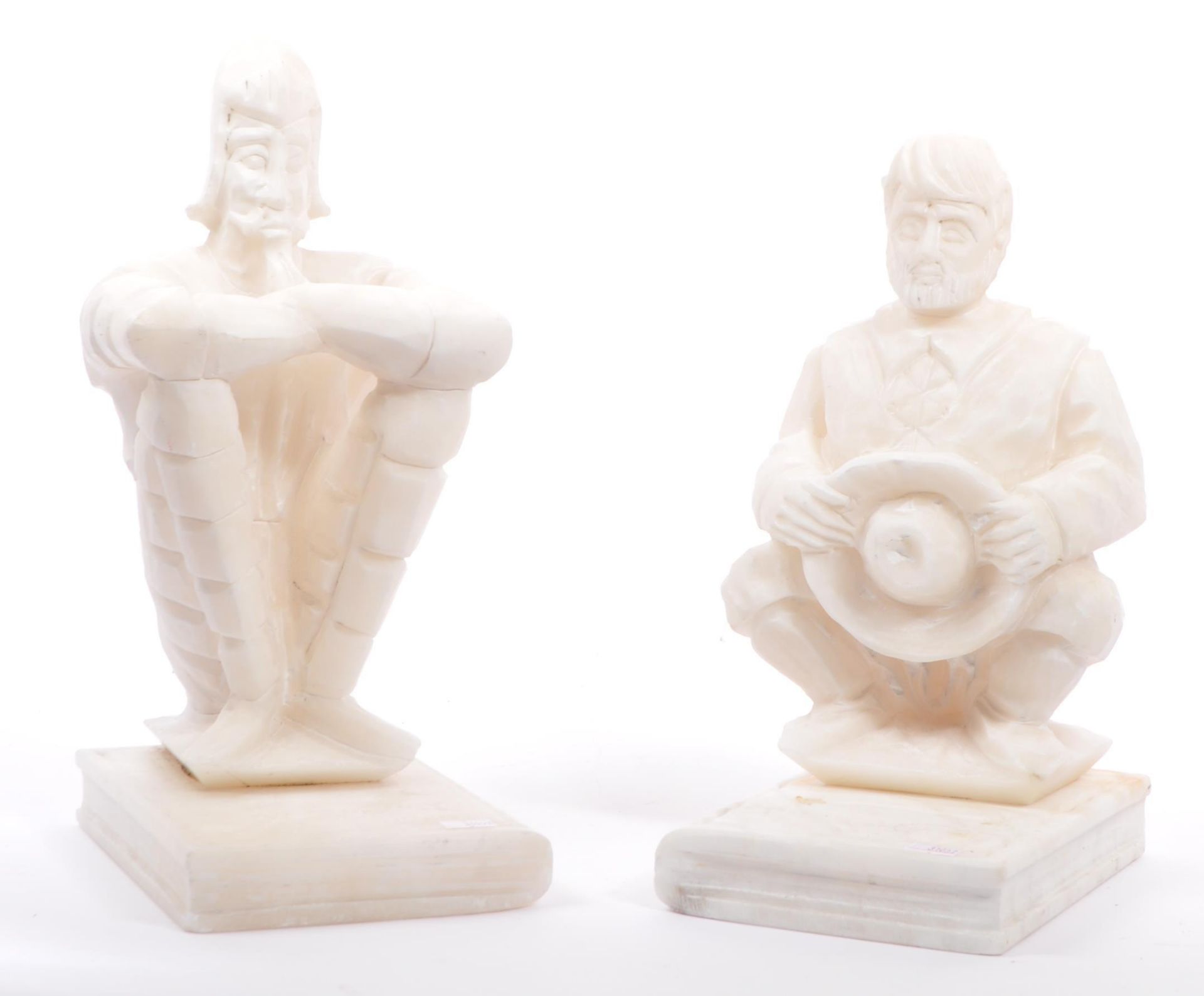 LARGE 20TH CENTURY CARVED ALABASTER BOOKENDS