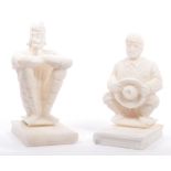 LARGE 20TH CENTURY CARVED ALABASTER BOOKENDS