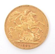 1889 QUEEN VICTORIA 22CT GOLD FULL SOVEREIGN COIN