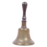 LARGE OVERSIZED 19TH CENTURY VICTORIAN BRASS SCHOOL BELL