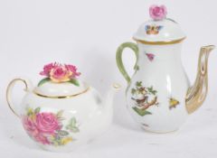 SMALL SIZE TEAPOT HEREND HUNGARY WITH ROSE ROYAL STRATFORD