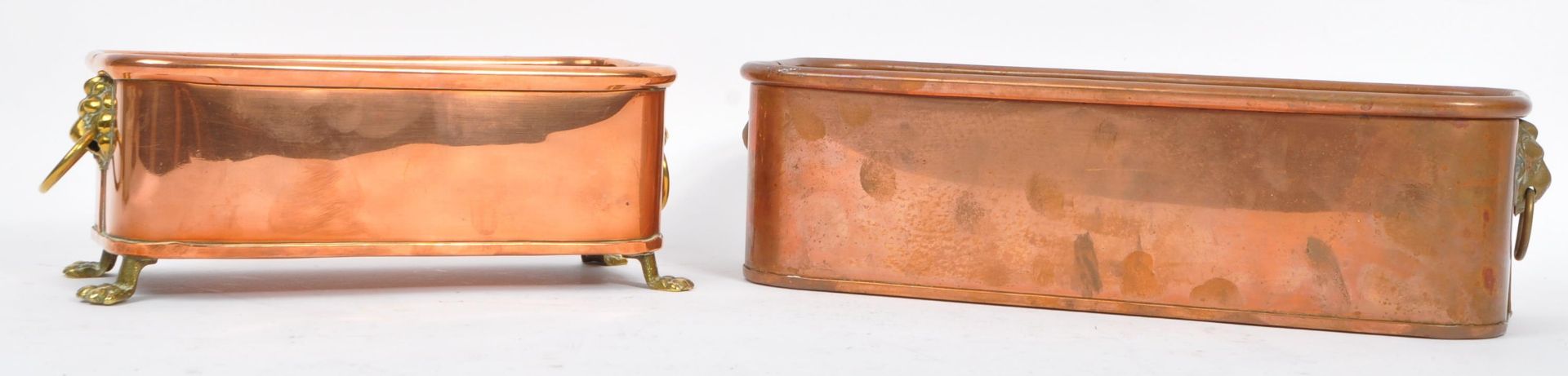 TWO EARLY 20TH CENTURY COPPER RECTANGULAR WINDOW PLANTERS