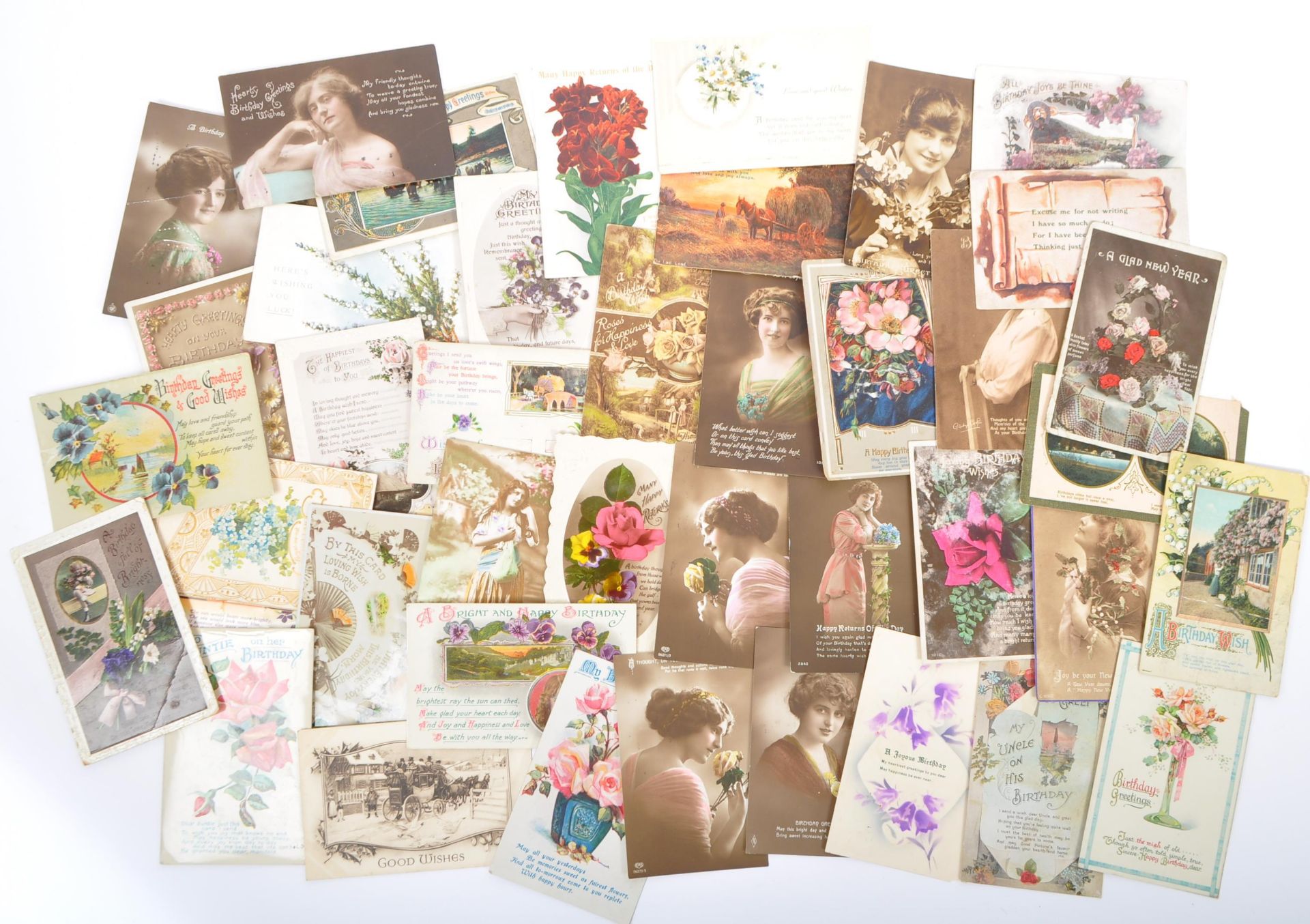 COLLECTION EARLY 20TH CENTURY GREETINGS POSTCARDS