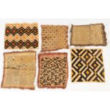 SIX 1940'S KUBA AFRICAN WALL HANGING CLOTH FABRIC PANELS DECOR