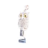 SILVER STAMPED STERLING 925 OWL WHISTLE