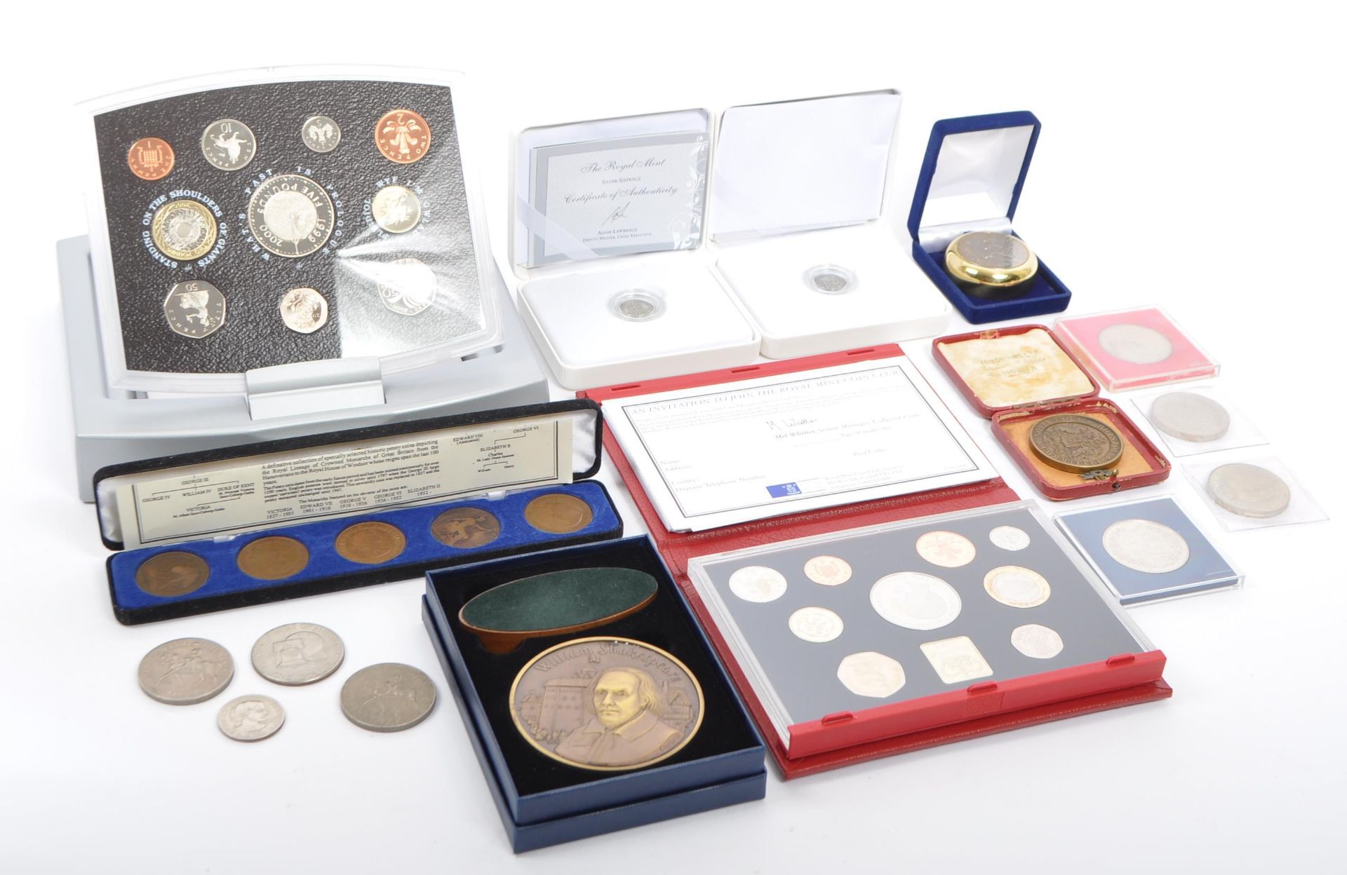 COLLECTION OF COINS - PROOF SETS - 925 SILVER - MEDALS