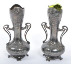 PAIR OF GERMAN ART NOUVEAU SILVER PLATED VASES