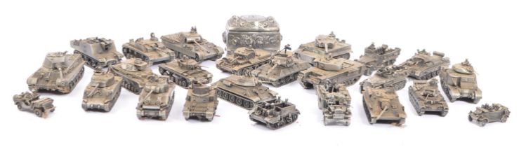 COLLECTION 20TH CENTURY PEWTER ARMY TANKS & VEHICLES