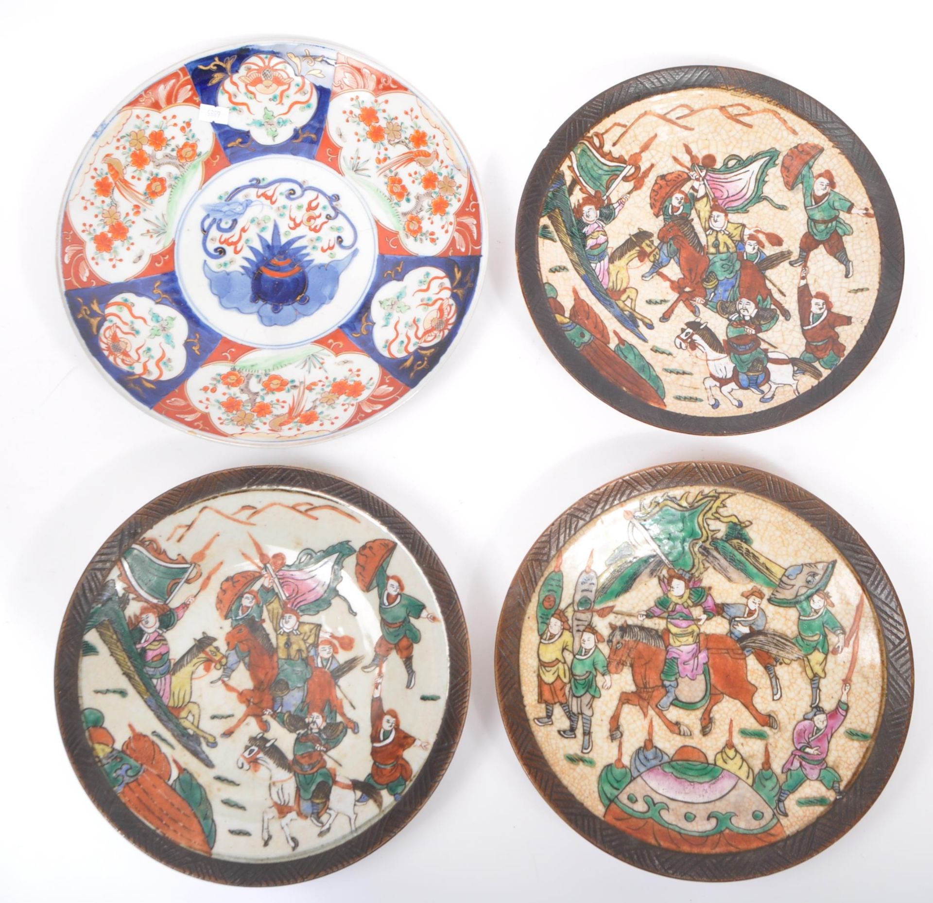 COLLECTION OF JAPANESE CRACKLE GLAZE PLATES WITH IMARI
