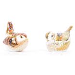 ROYAL CROWN DERBY PAPERWEIGHTS - QUAIL & GOLD CREST