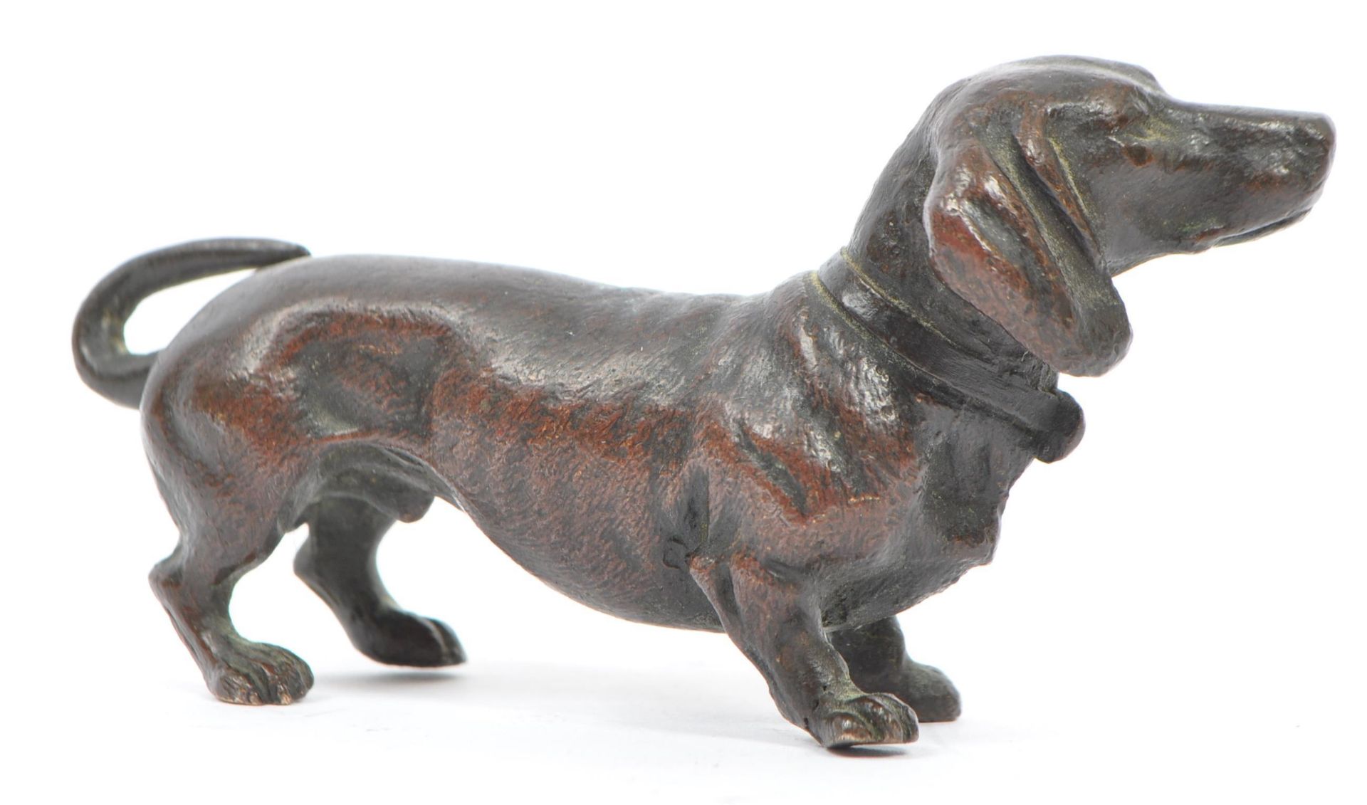 VINTAGE 20TH CENTURY BRONZE DACHSHUND STATUE / SCULPTURE - Image 2 of 6