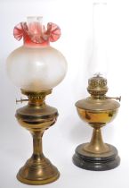 VICTORIAN 19TH CENTURY BRASS OIL LAMP & ANOTHER