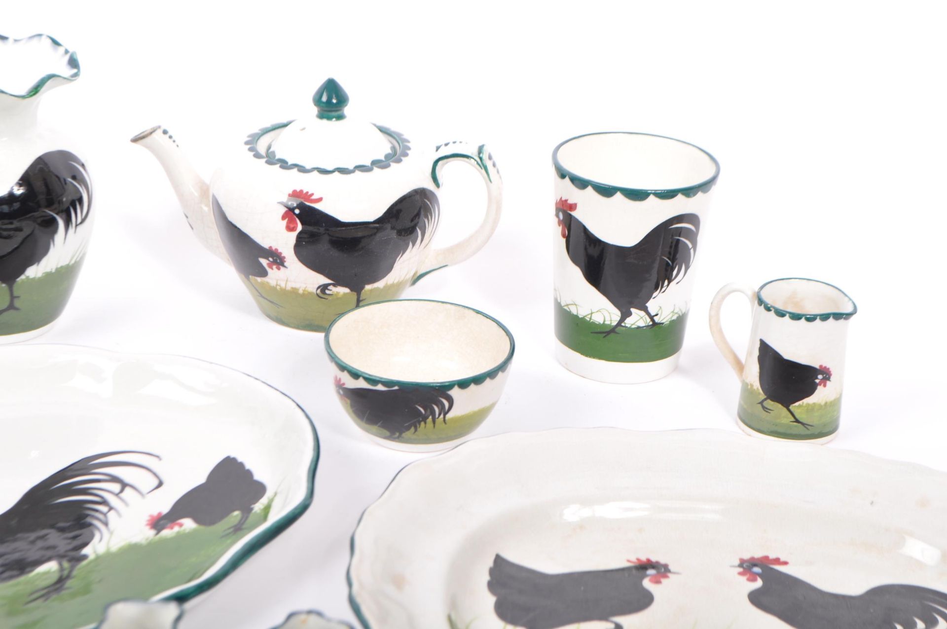 EARLY 20TH CENTURY BRISTOL POUNTNEY'S COCK & HEN TEA SET - Image 3 of 7