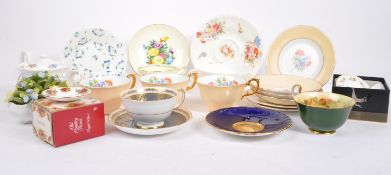 COLLECTION OF VINTAGE FINE BONE CHINA PORCELAIN CUPS & SAUCERS