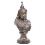 19TH CENTURY PATINATED BRONZE BUST OF QUEEN VICTORIA