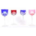EARLY 20TH CENTURY SET OF FOUR BOHEMIAN CUT GLASS WINE GLASSES