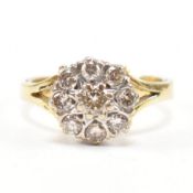 HALLMARKED 18CT GOLD & DIAMOND CLUSTER RING